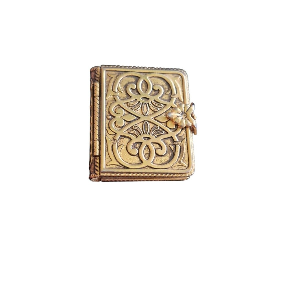 Vtg Avon Memory Book Perfume Holder Collectible Gold-tone